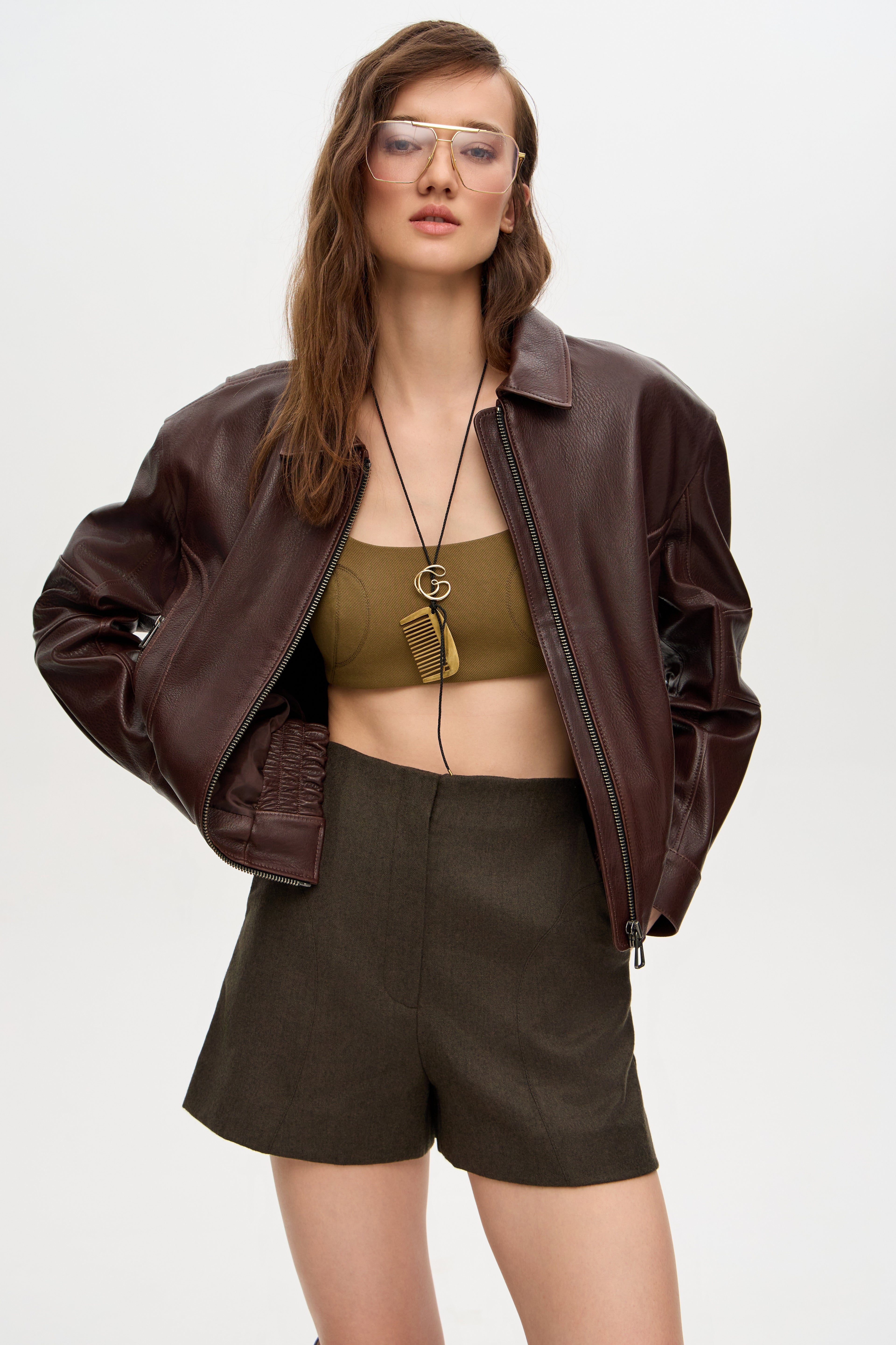 Leather jacket GG
