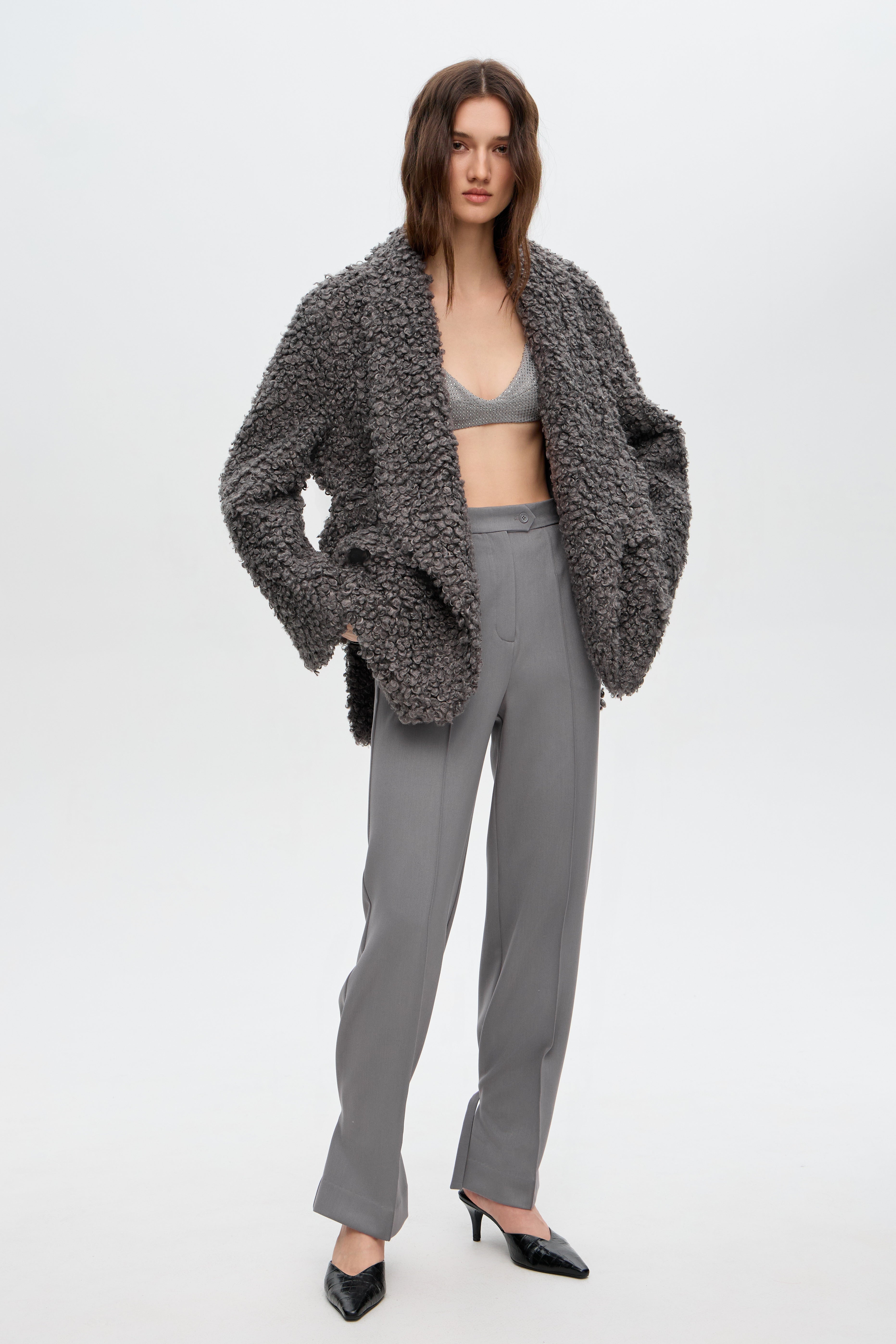 Fur shawl jacket