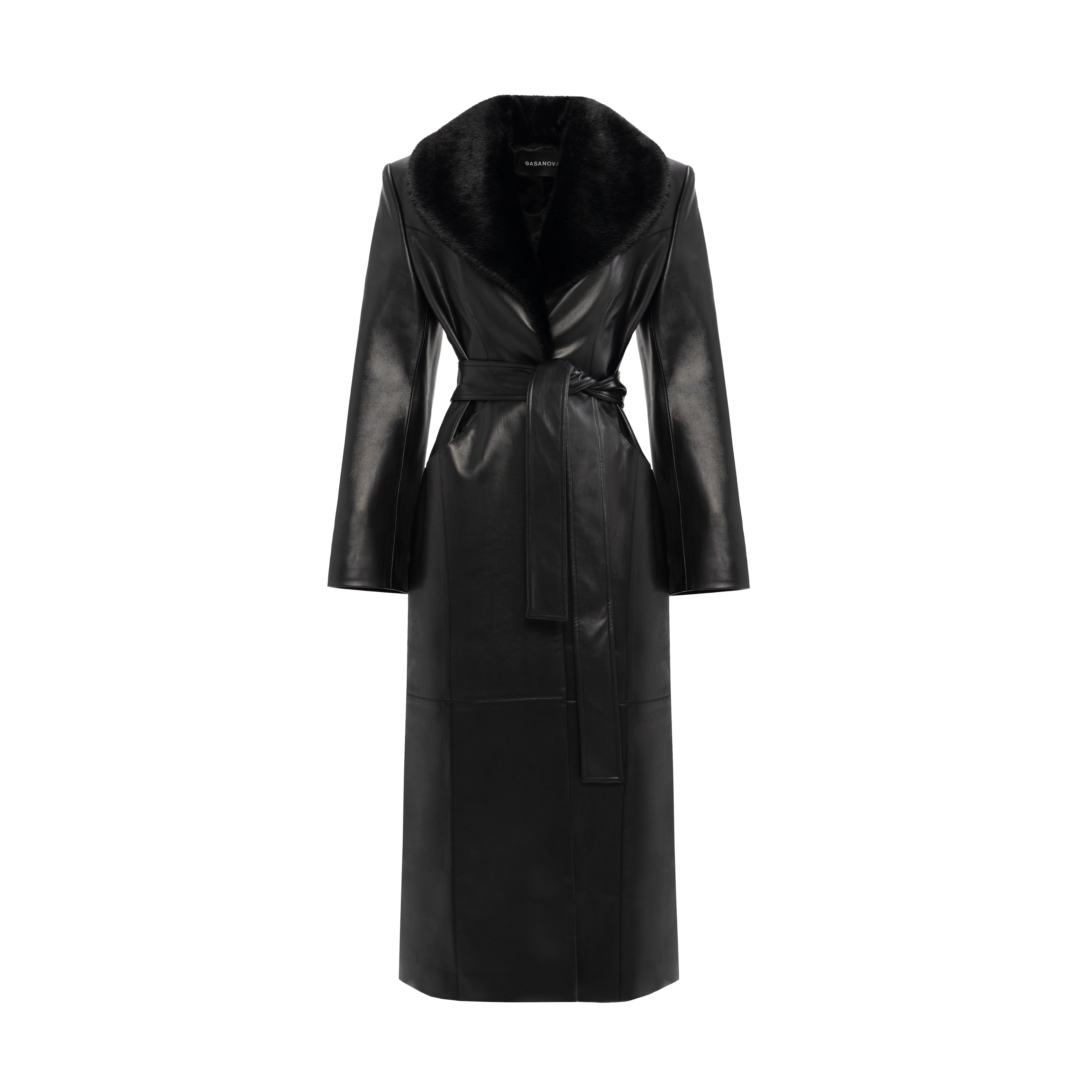Fur collar coat