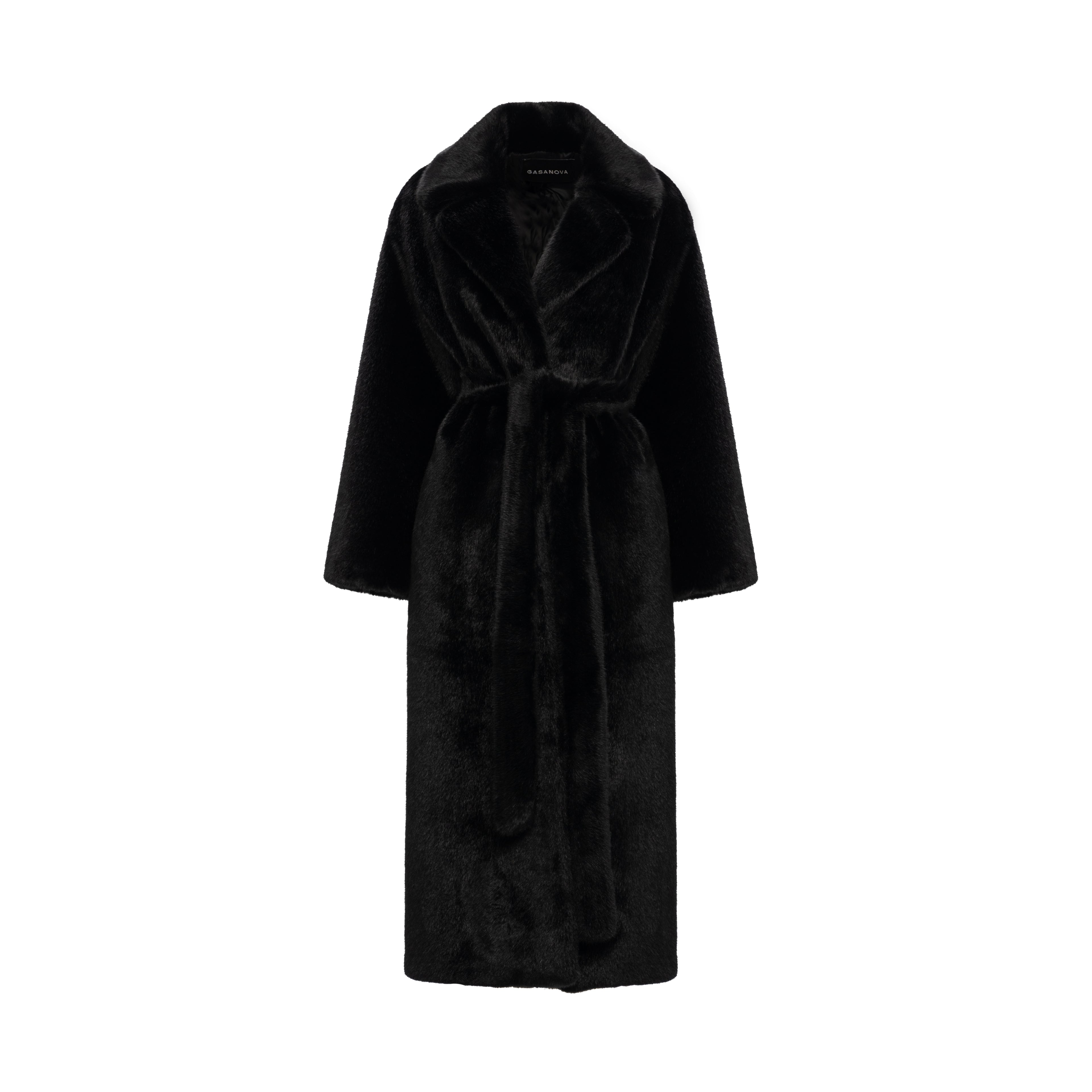 Shawl maxi fur coat