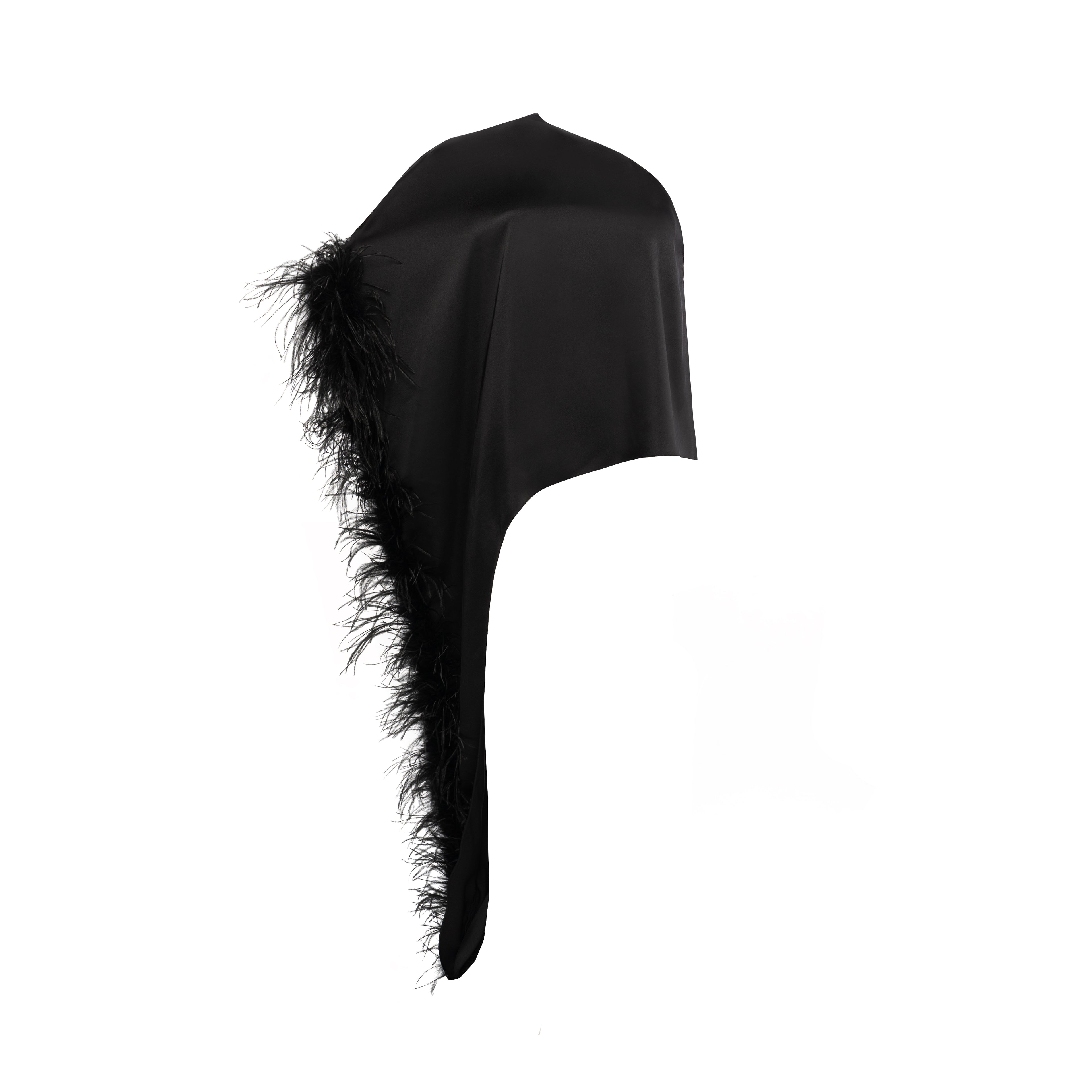 Asymmetrical top with feathers