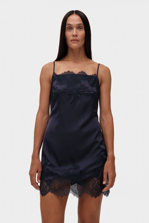 Silk Mini Dress With Lace | GASANOVA