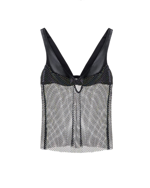 Top With Crystals And Leather | GASANOVA