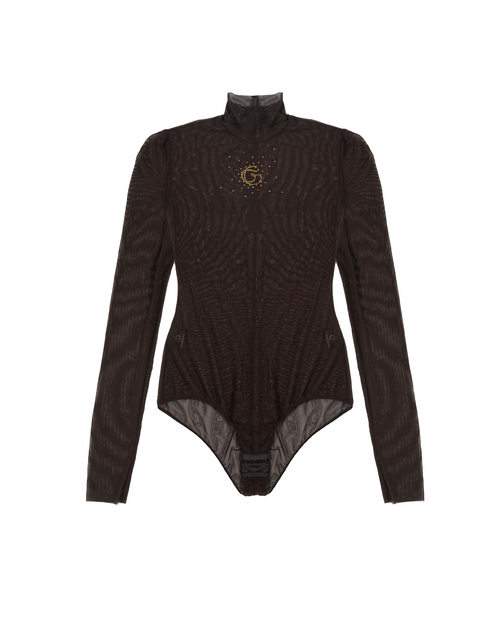 Transparent Bodysuit With Crystal G | GASANOVA