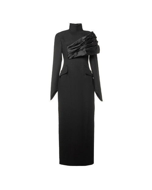 Maxi Dress With Drapery On The Shoulder | GASANOVA