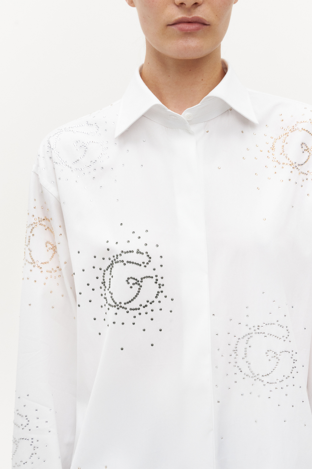 Cotton shirt with crystals