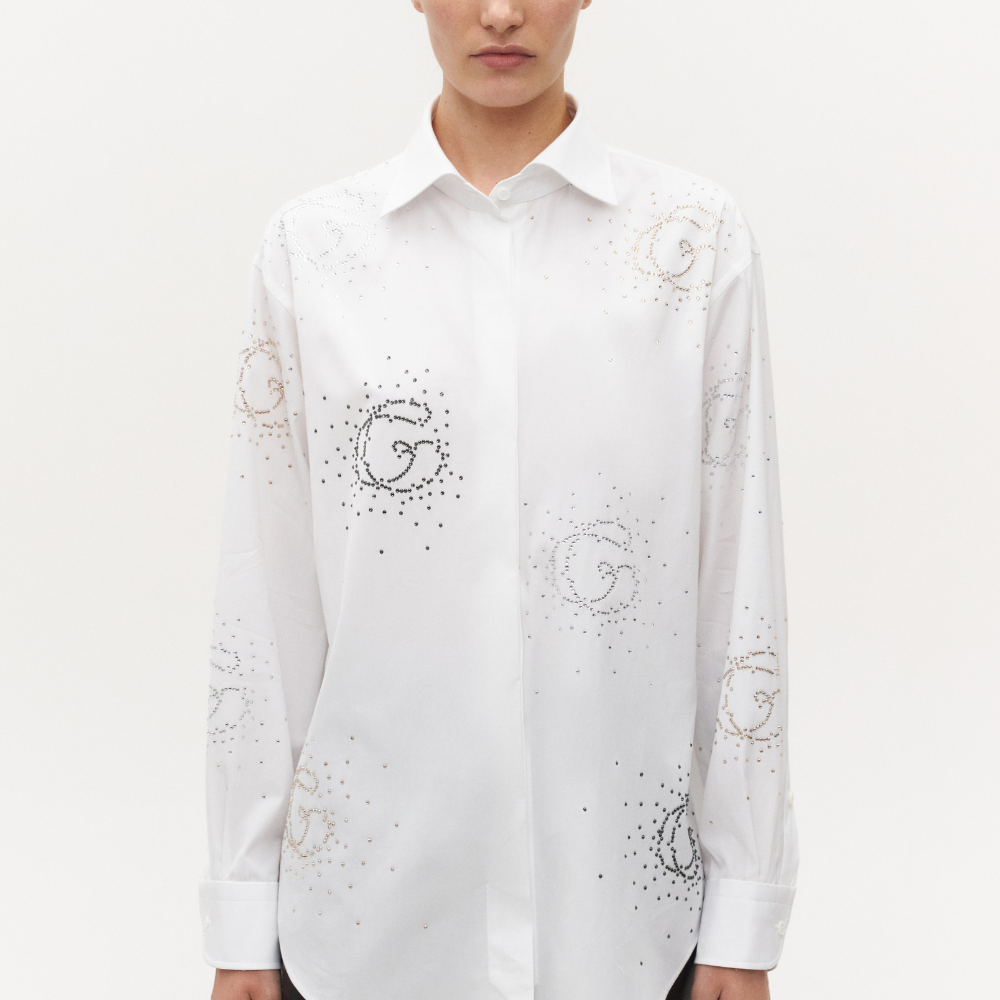 Cotton shirt with crystals