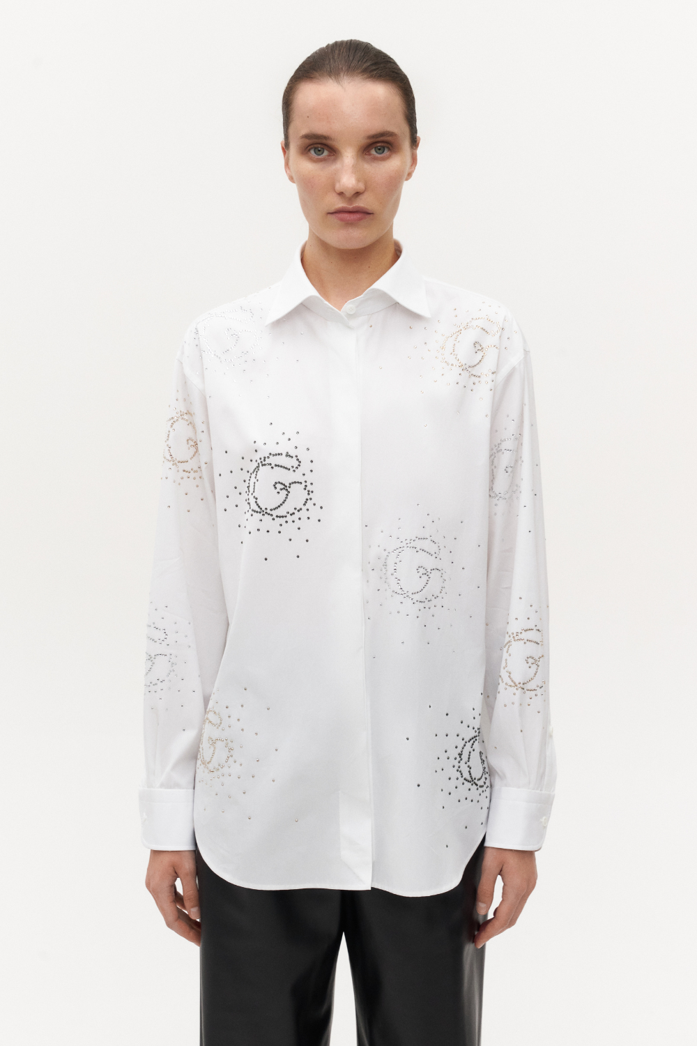 Cotton shirt with crystals