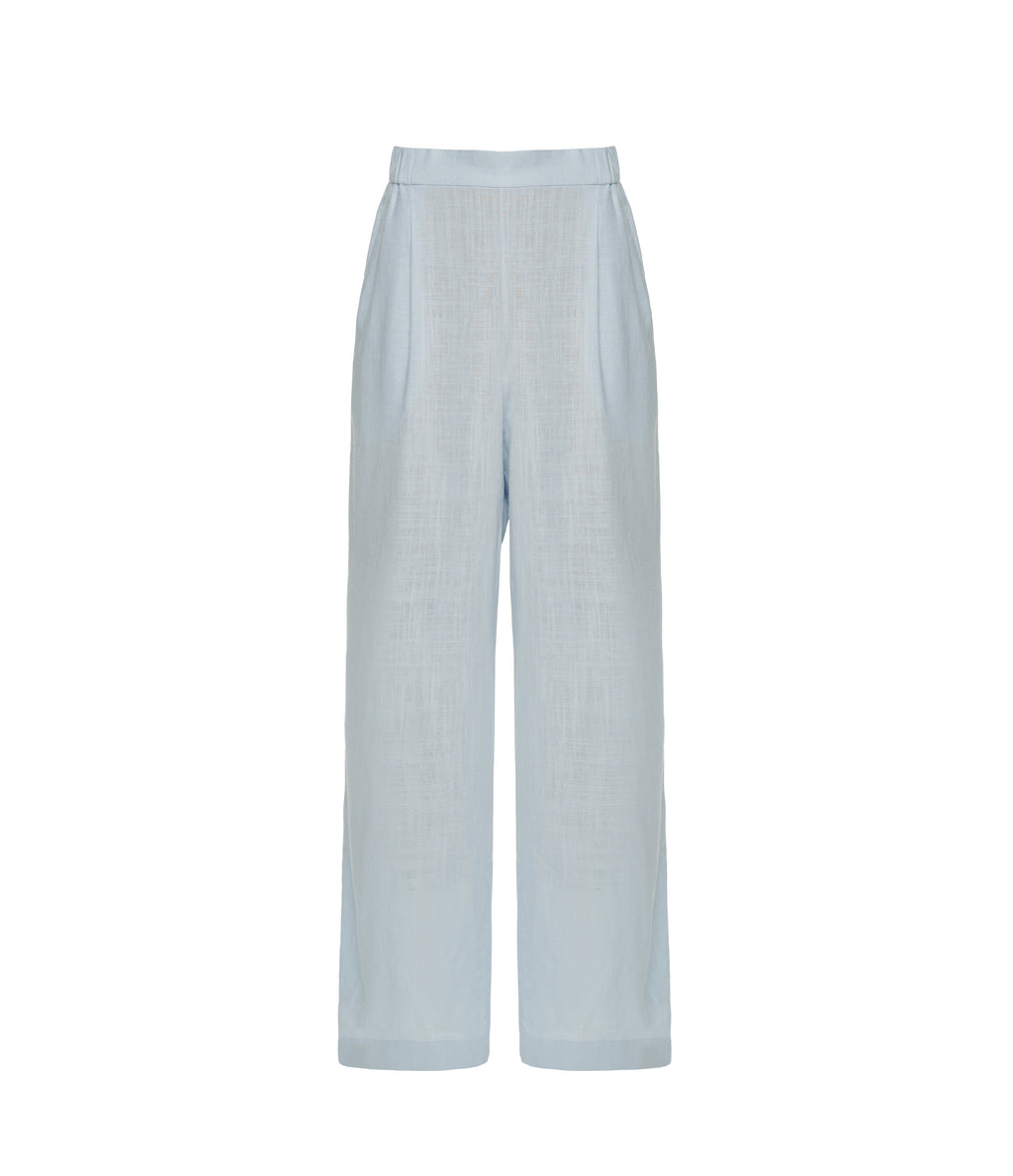 Linen Pants with Half-Elastic Waist