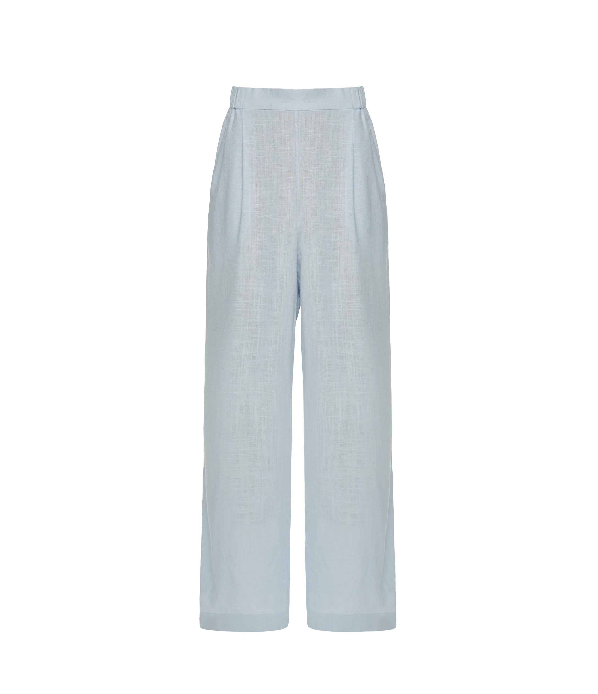 Linen Pants with Half-Elastic Waist