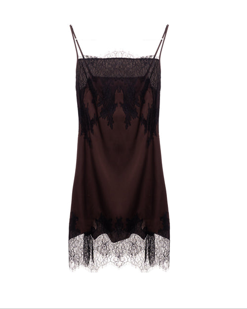Silk Mini Dress With Lace | GASANOVA