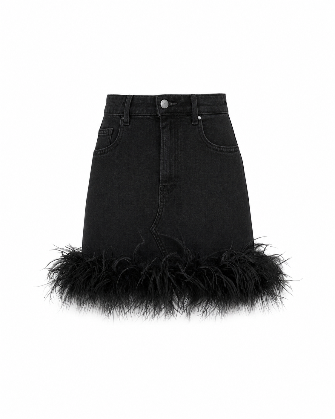 Denim Skirt with boa