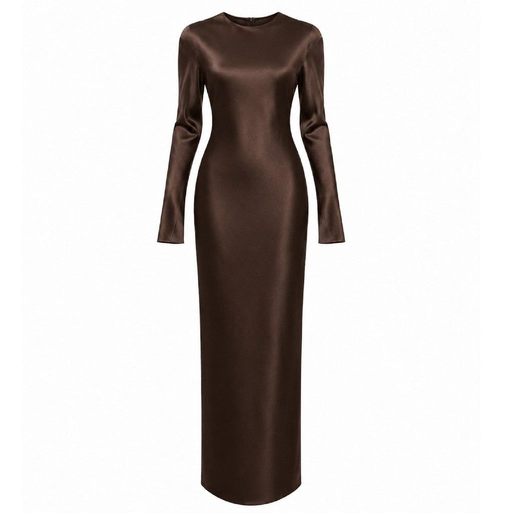 Satin Dress With Sleeves