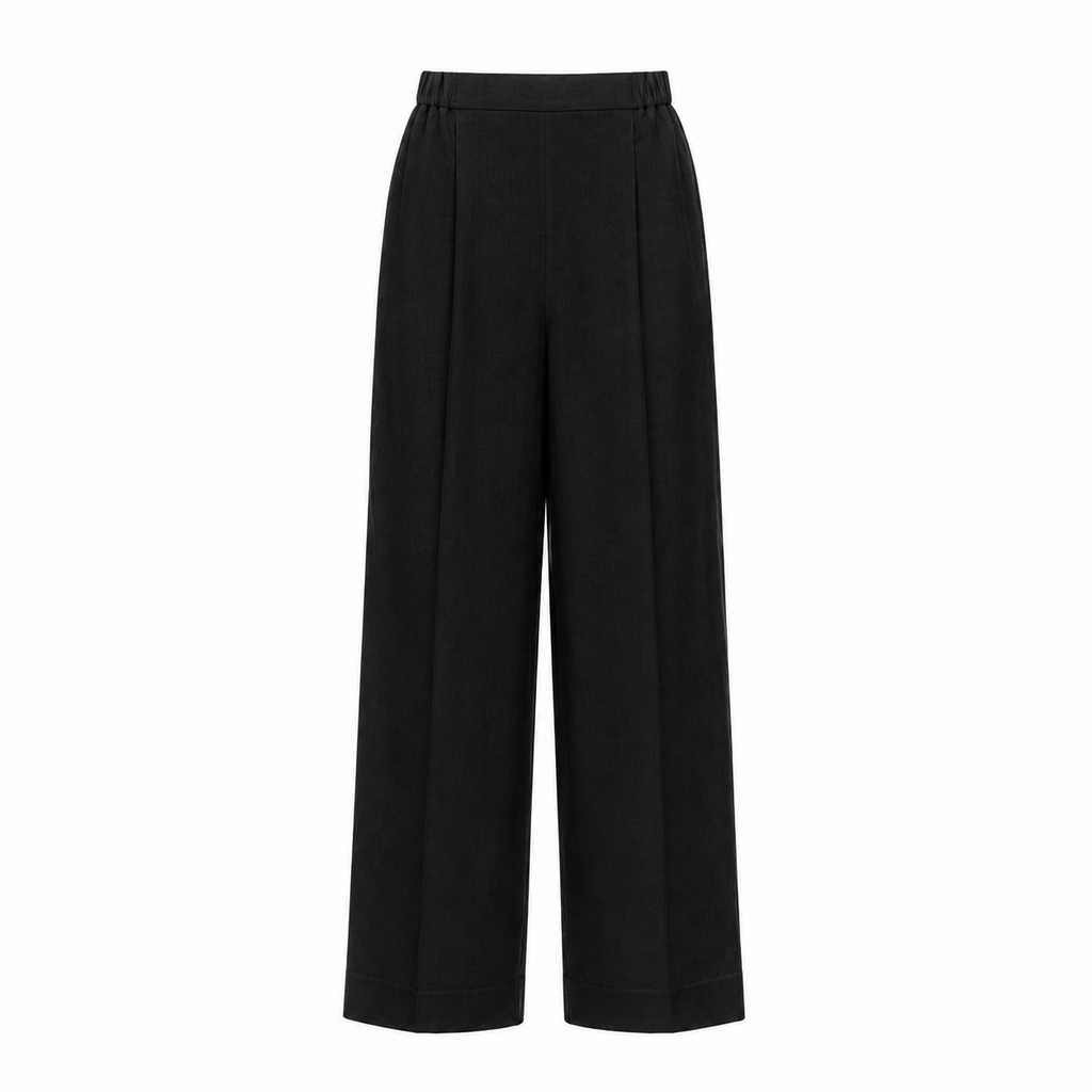 Linen Pants with Half-Elastic Waist