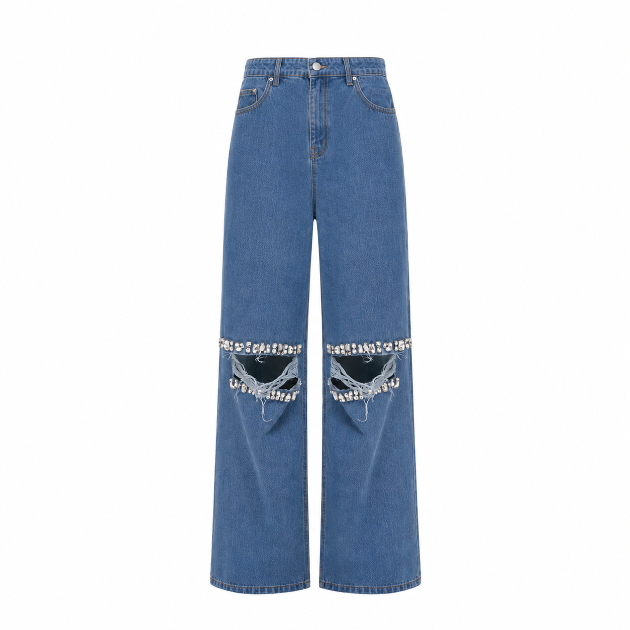 Jeans with knee slits