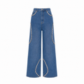 Jeans with rhinestone wave detail
