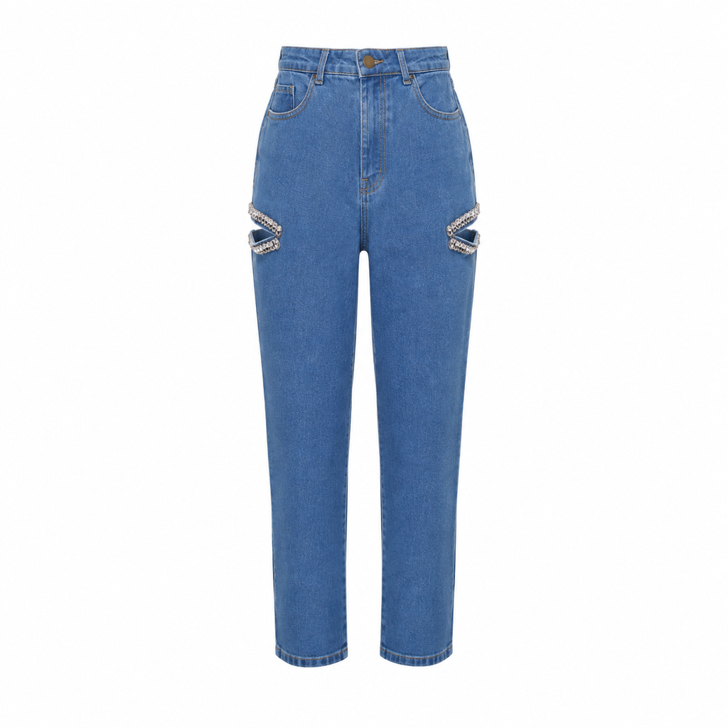 Jeans Mom with side slits