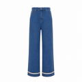 Jeans with rhinestone trim at the hem