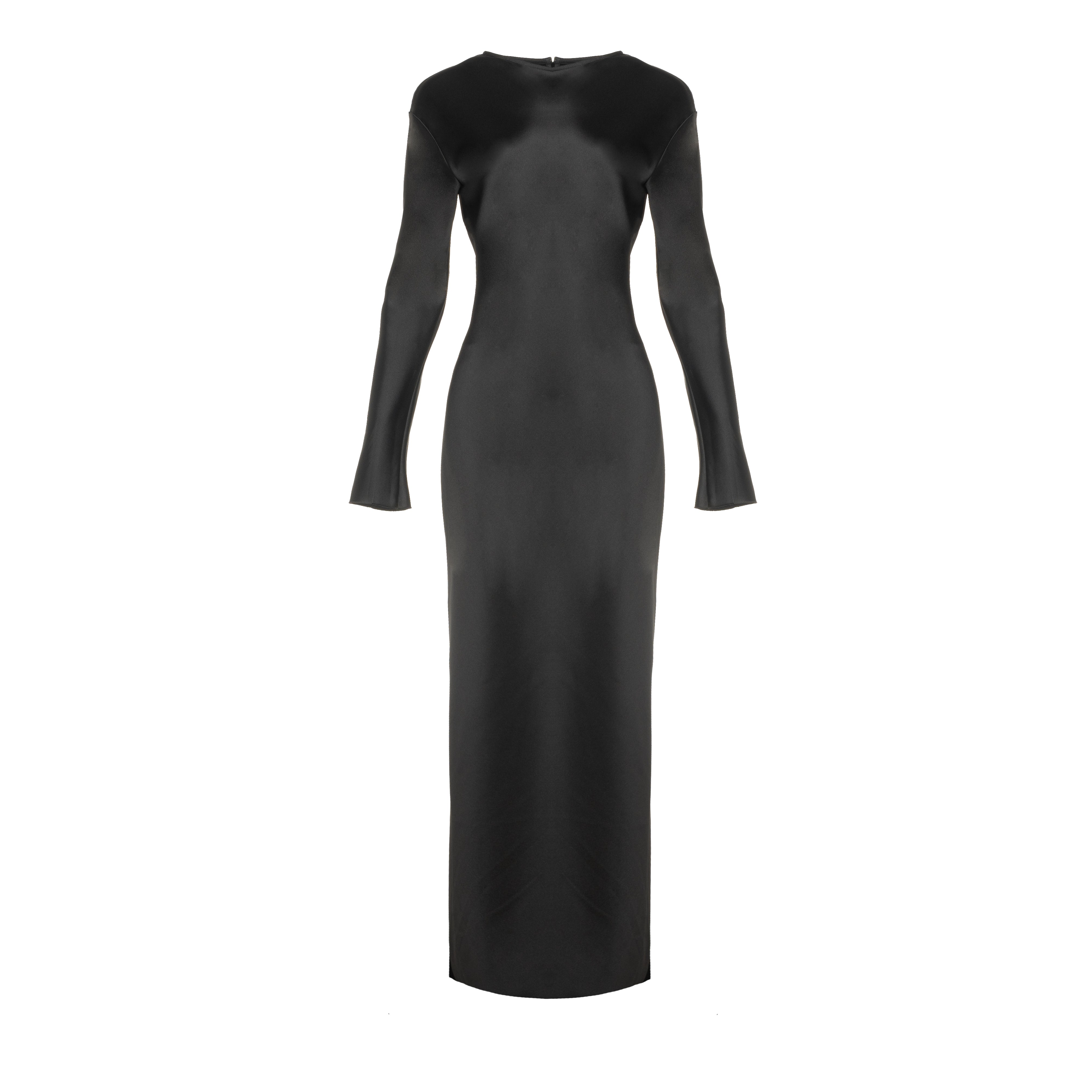 スーツ・フォーマル・ドレス SATIN BLACK DRESS 53-05-024-BLACK-ΦΟΡΕΜΑ ΜΑΞΙ