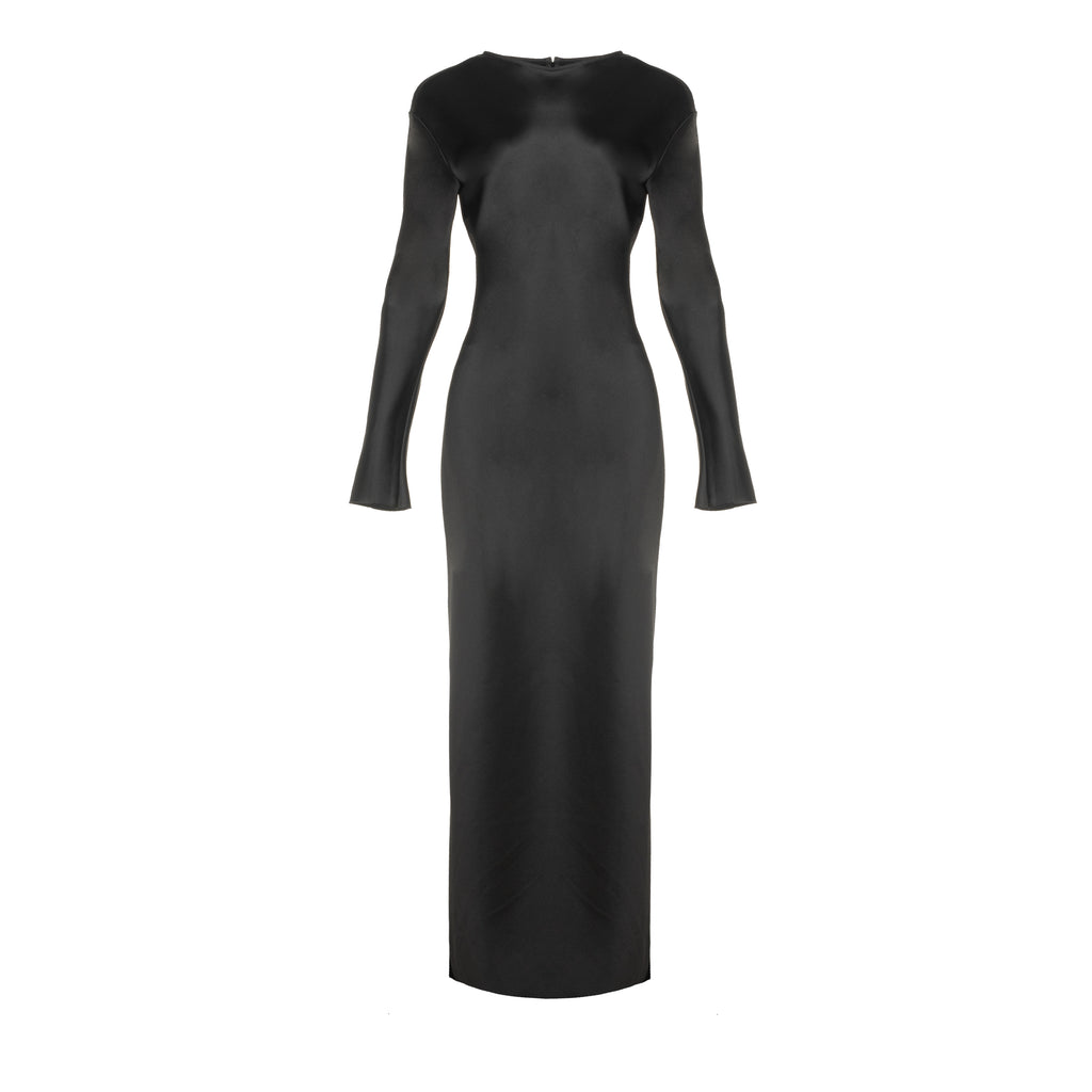Satin Dress With Sleeves