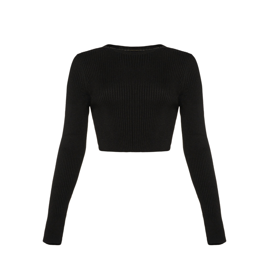 Knitted Long Sleeve Crop Top