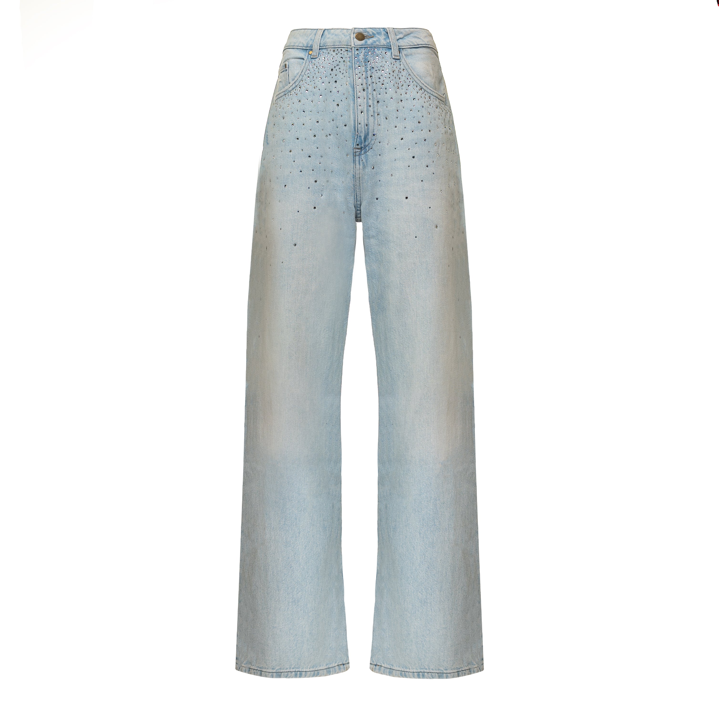 Straight-leg jeans with rhinestones
