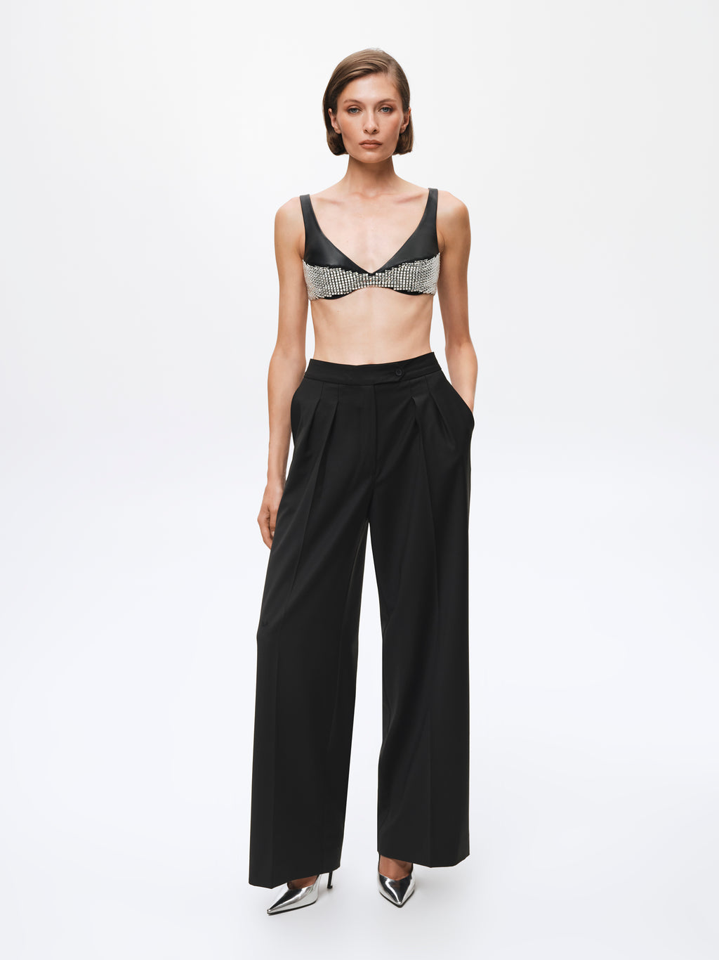 Leather Top with Crystals Margot