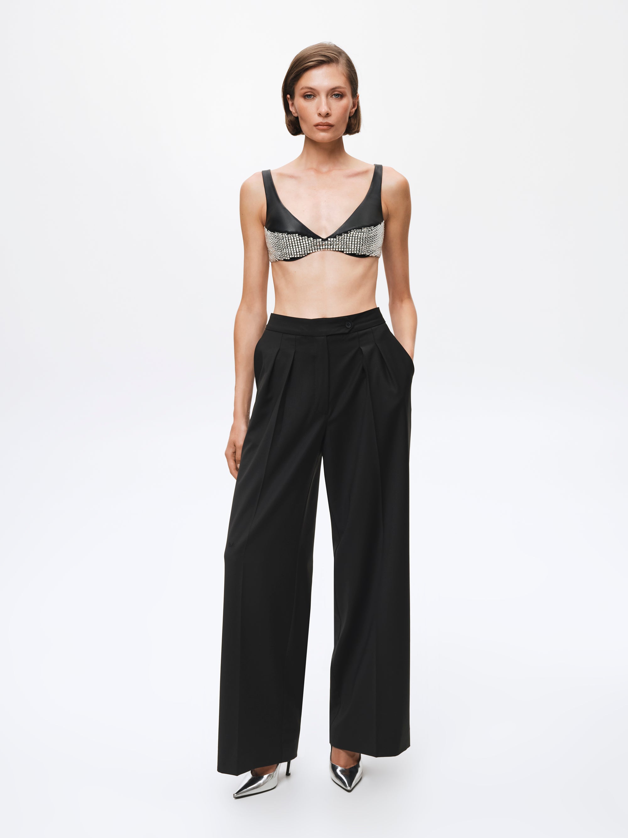 Leather Top with Crystals Margot
