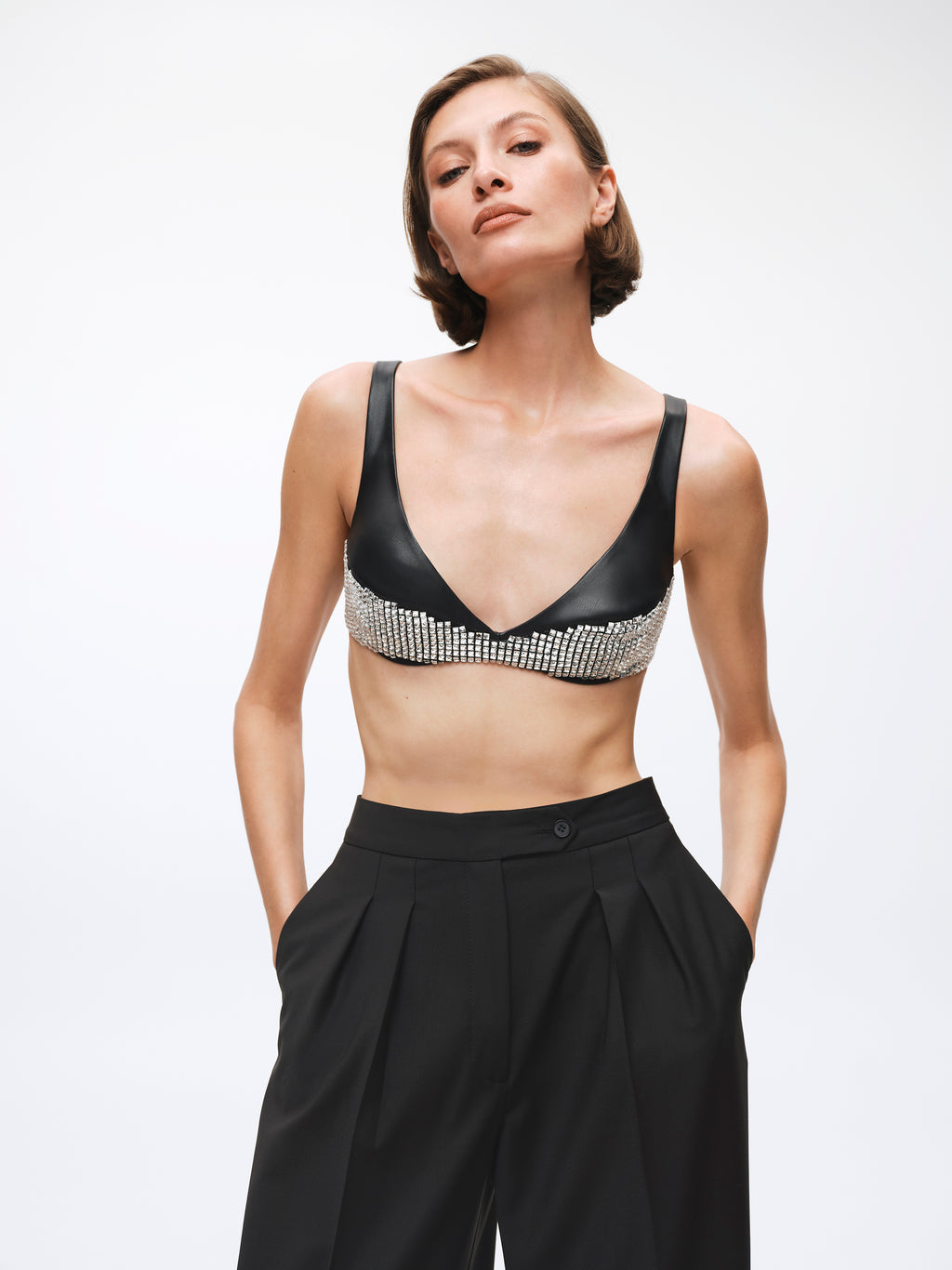 Leather Top with Crystals Margot