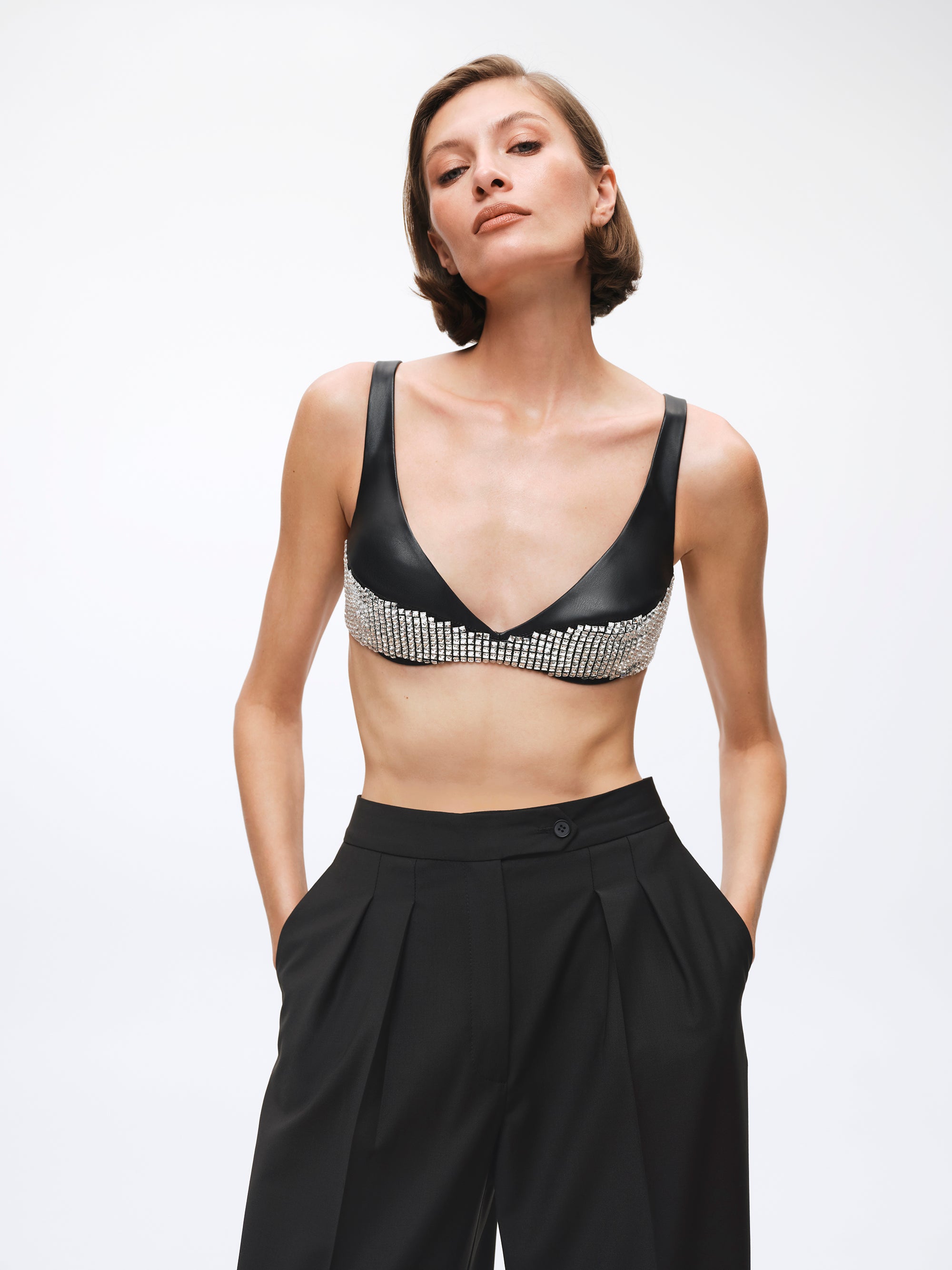 Leather Top with Crystals Margot