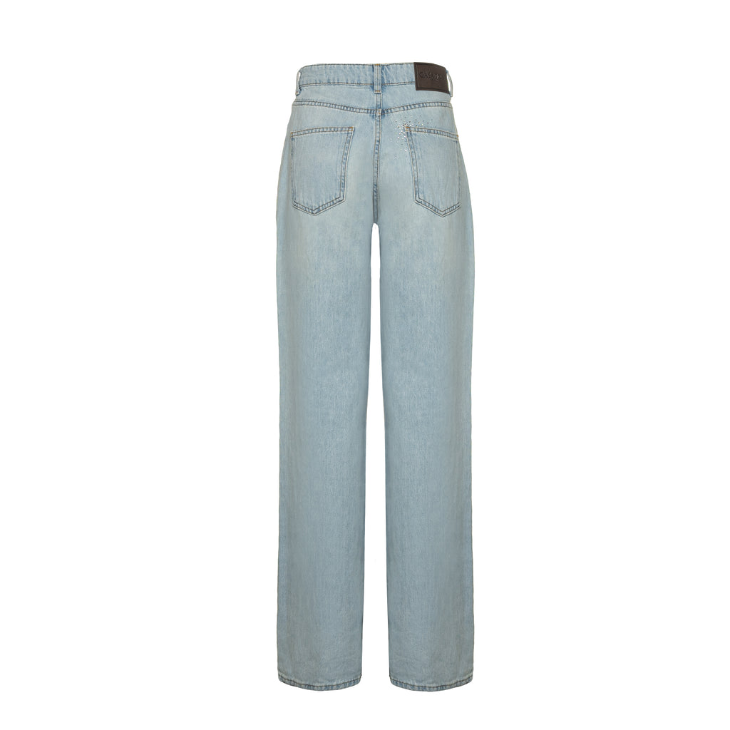 Straight-leg jeans with rhinestones