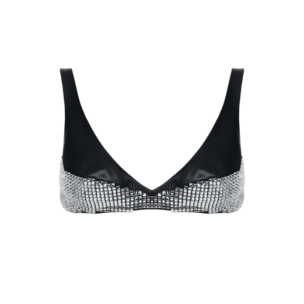 Leather Top with Crystals Margot