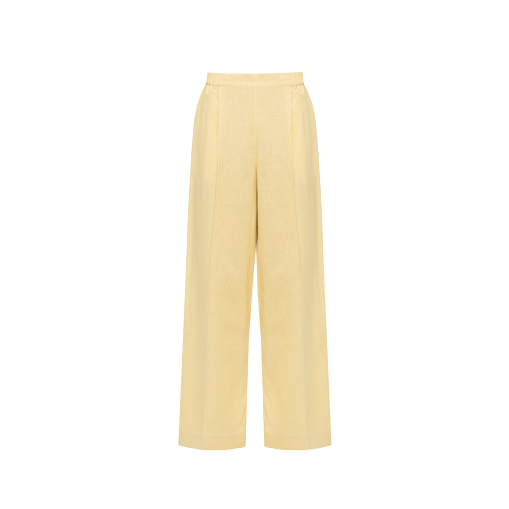 Linen Pants with Half-Elastic Waist