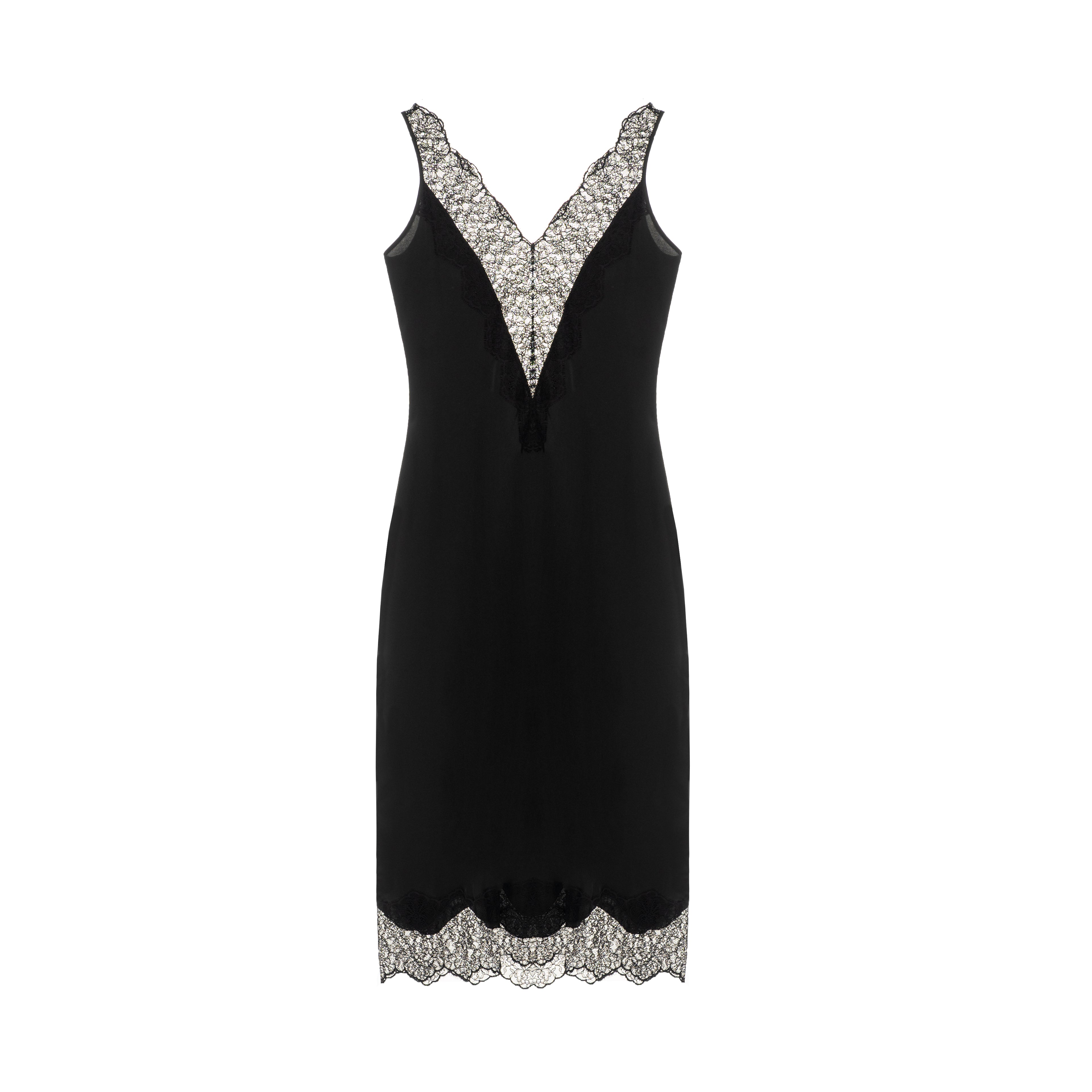 Silk Mini Dress With Lace