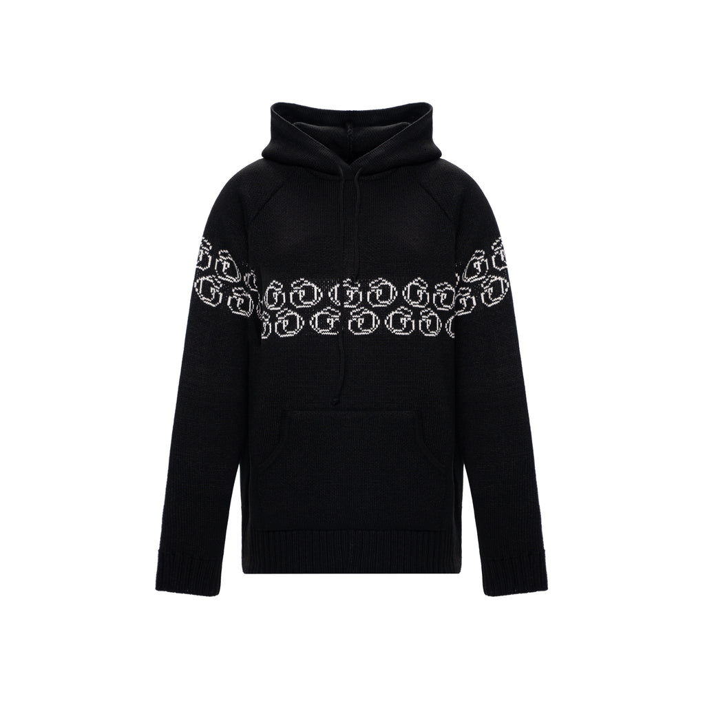 Knitted hoodie with monogram