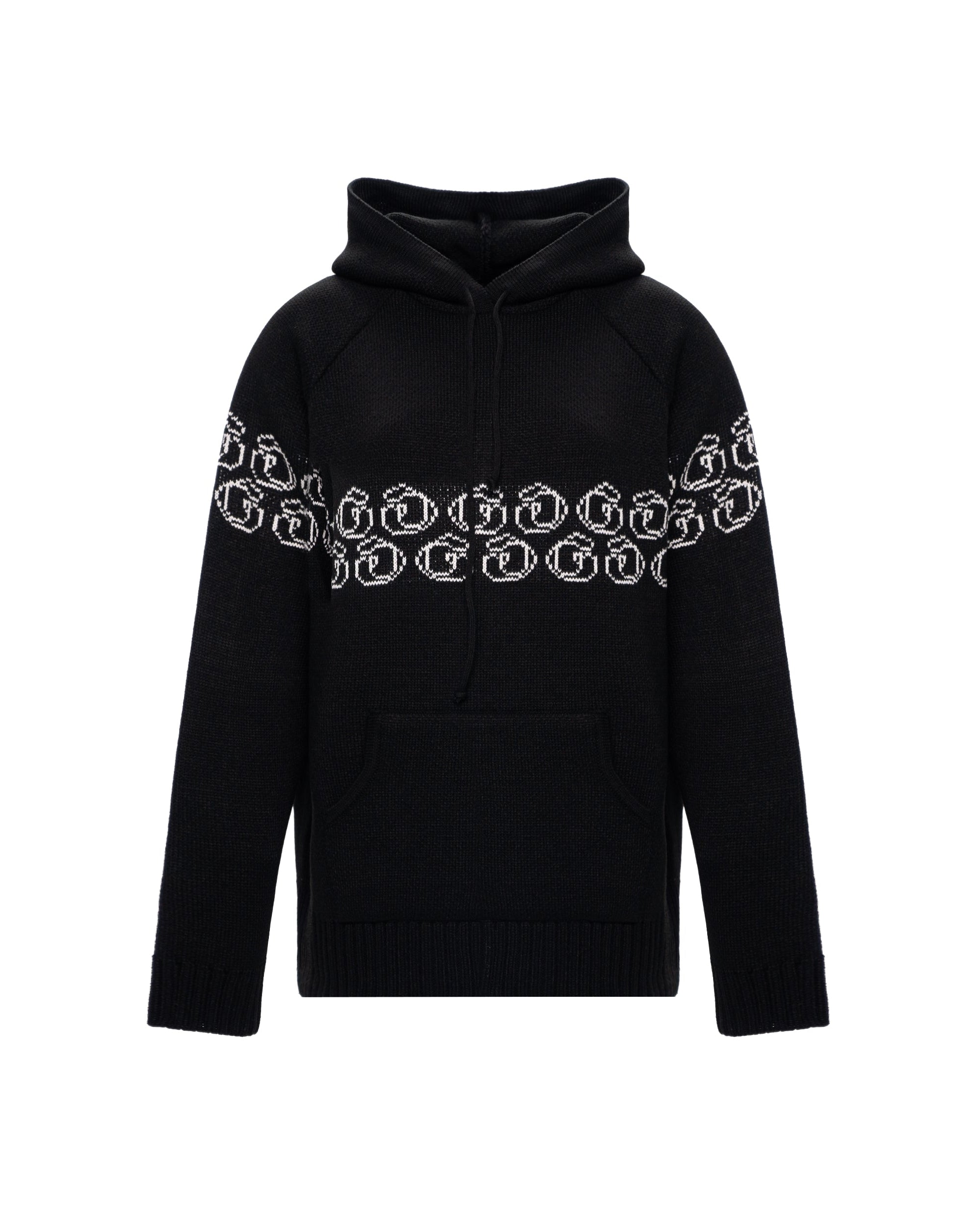 Knitted hoodie with monogram