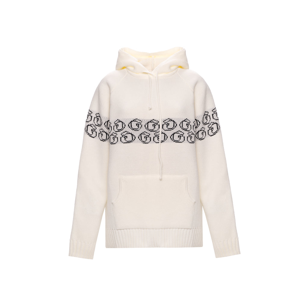 Knitted hoodie with monogram