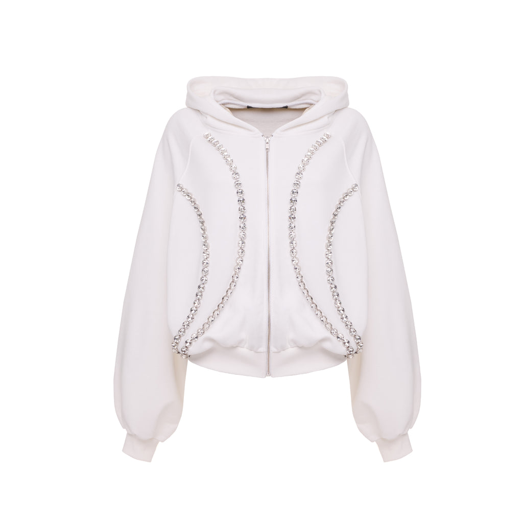 Crop Zip Hoodie Crystal | GASANOVA