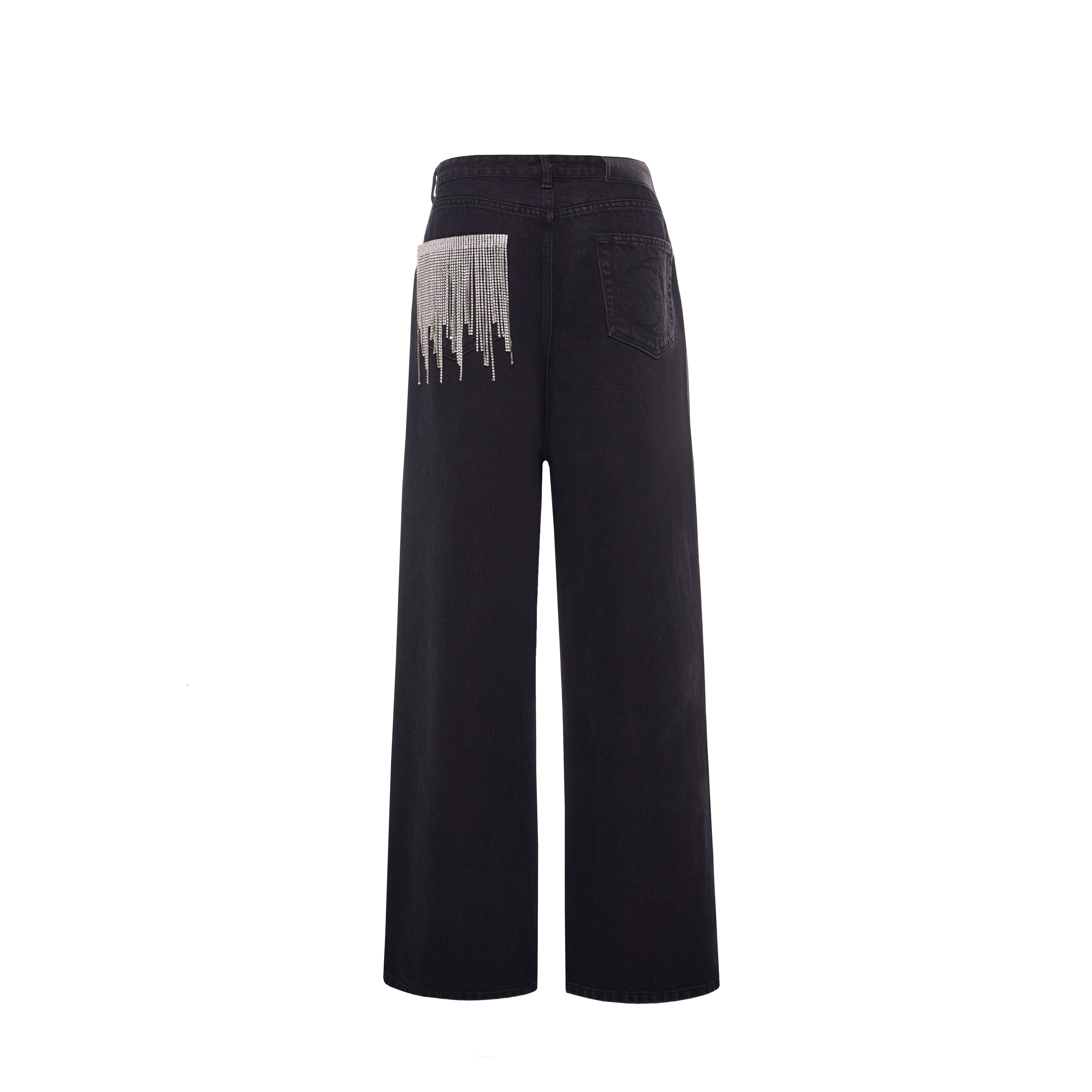 Jeans with fringe detail on the back pocket