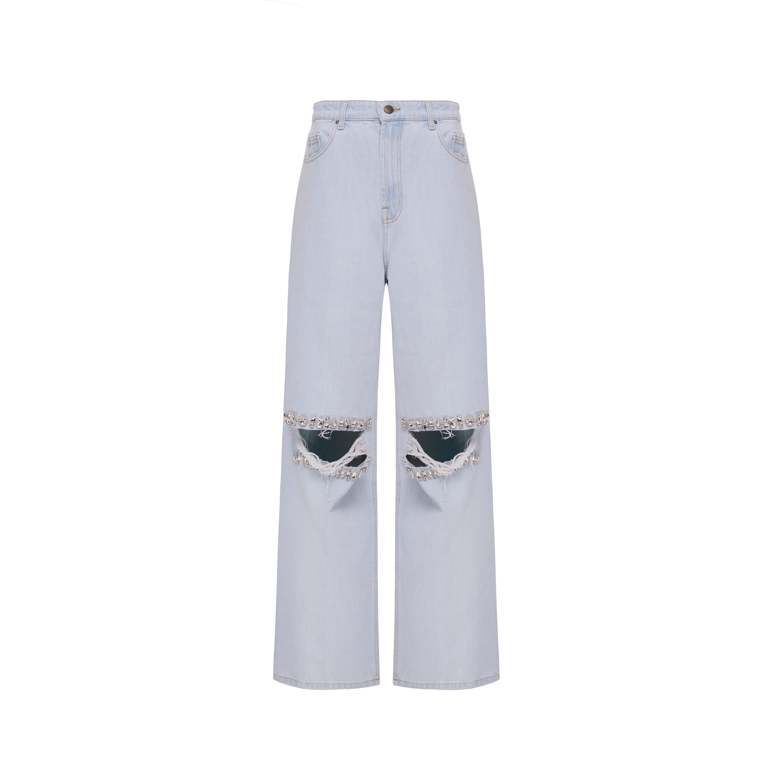 Jeans with knee slits