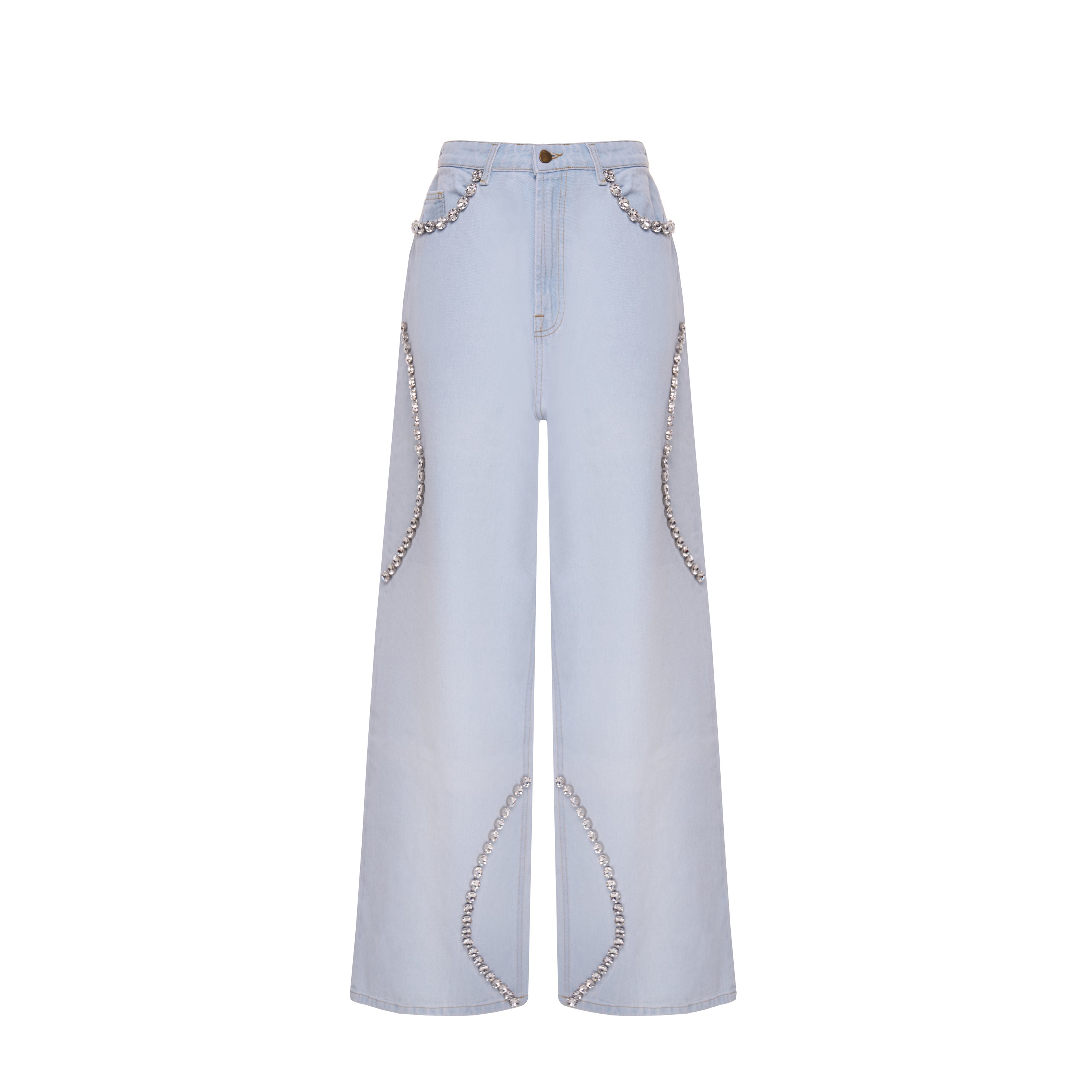 Jeans with rhinestone wave detail
