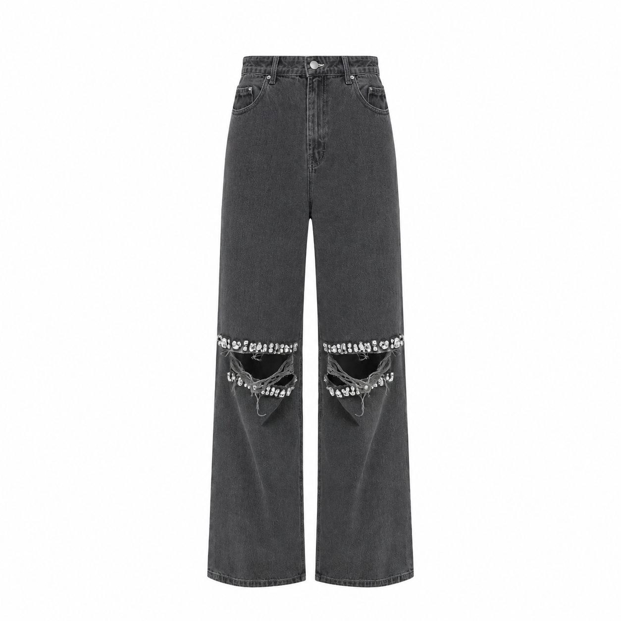 Jeans with knee slits