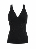 Knit V-Neck Tank with Crystals — GASANOVA FW26