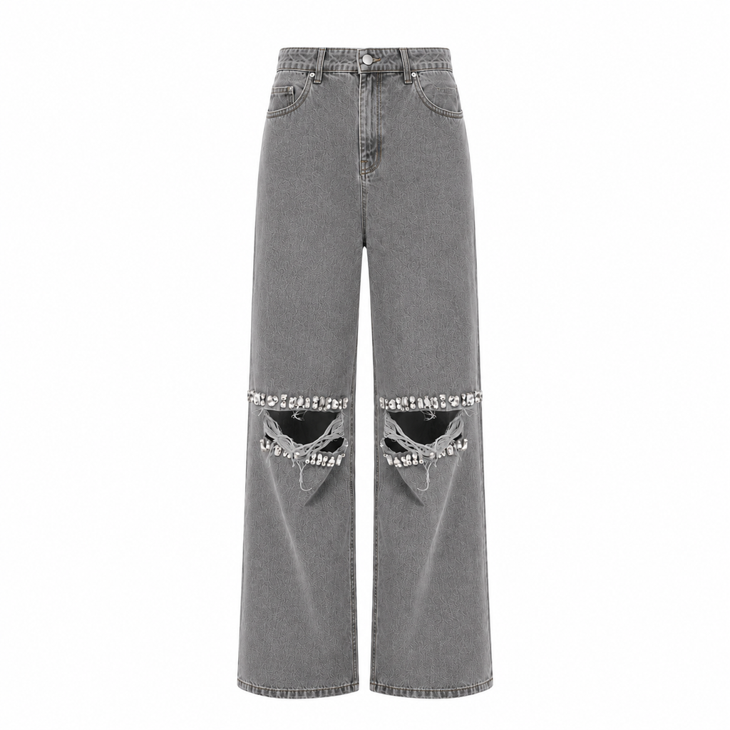 Jeans with knee slits