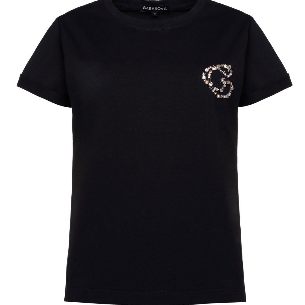 T-shirt With Rhinestones Monogram