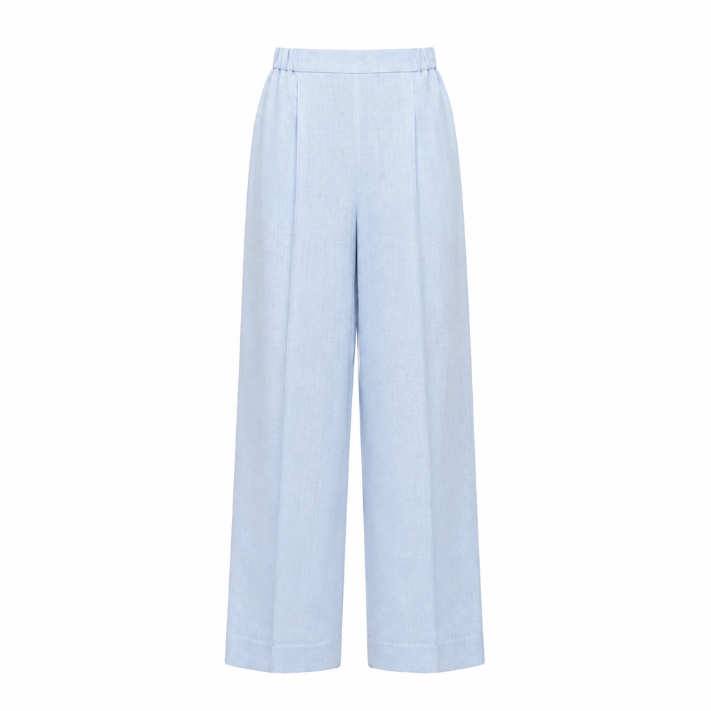 Linen Pants with Half-Elastic Waist