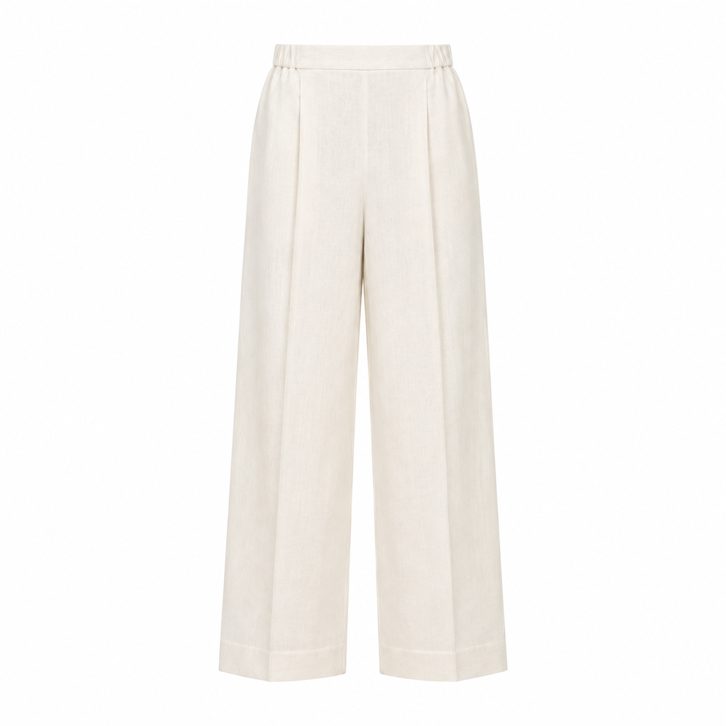 Linen Pants with Half-Elastic Waist