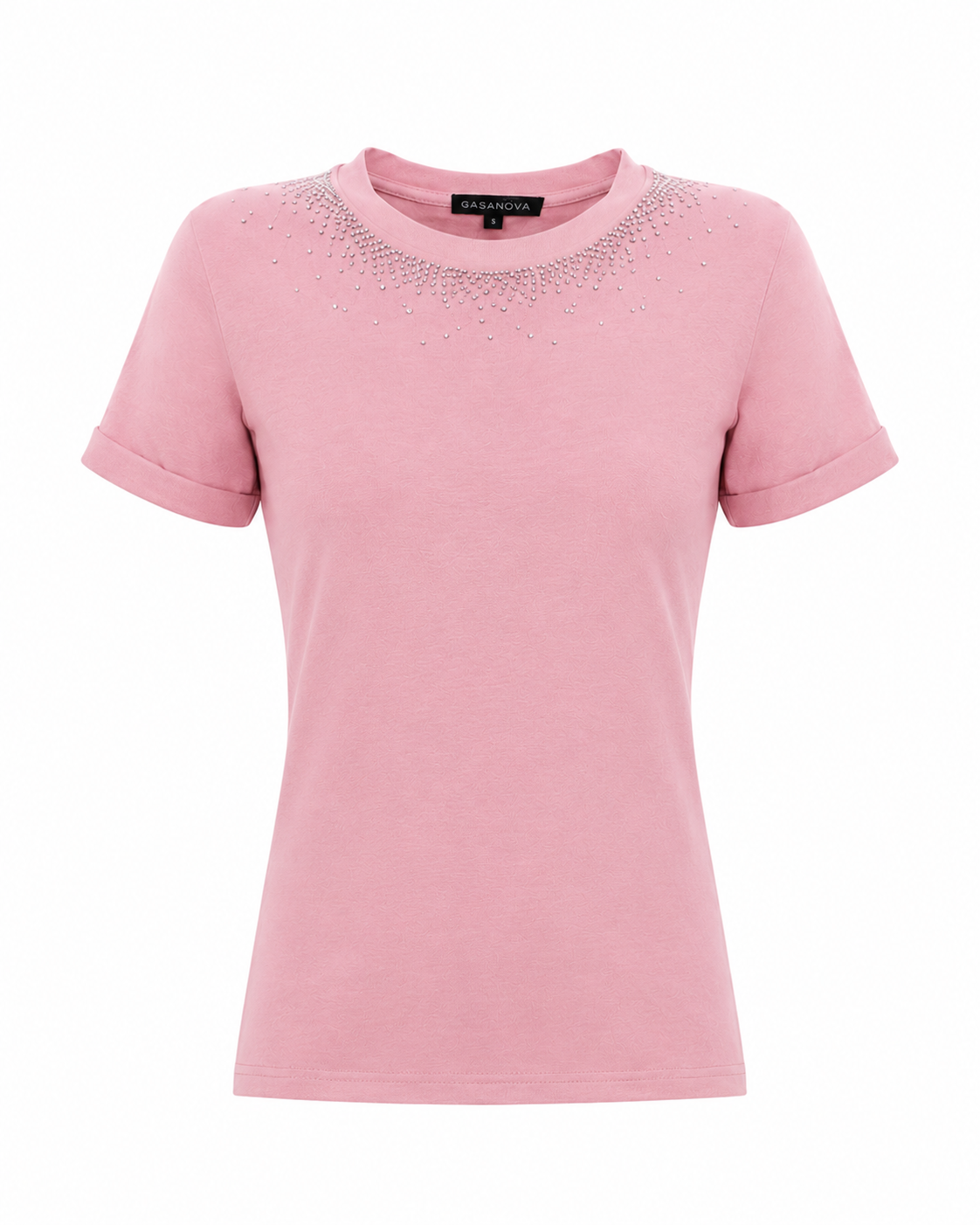 T-shirt with Crystal Scatter along the Necklin