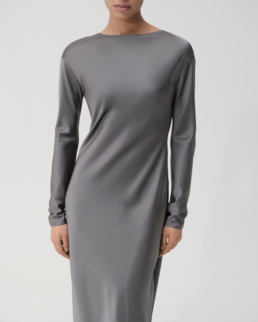Satin Dress With Sleeves