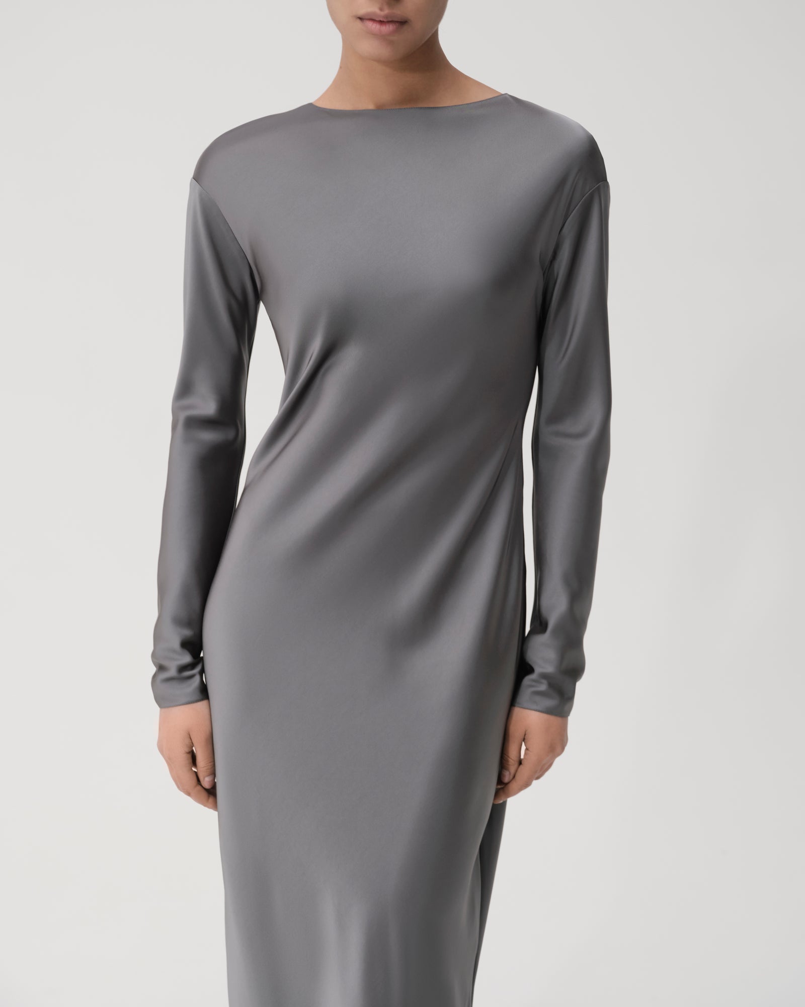 Satin Dress With Sleeves